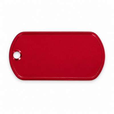Rødt aluminiums-dogtag