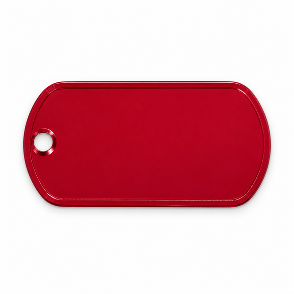 Rødt aluminiums-dogtag