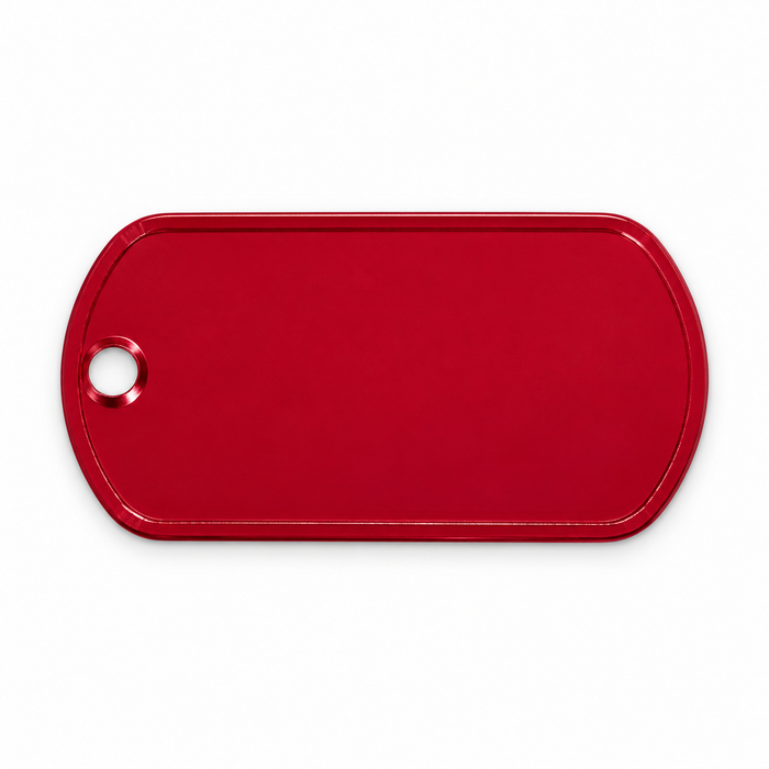 Rødt aluminiums-dogtag